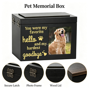 Caixa de Recordações para Cães e Gatos, Urnas de Cremação para Animais de Estimação em Madeira com Porta-Retrato - Product Image 2
