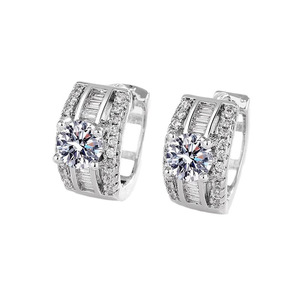 E4863 Orecchini con diamanti in oro bianco, taglio rotondo brillante, colore G, diamanti naturali, gioielli da sposa classici da donna - Product Image 6