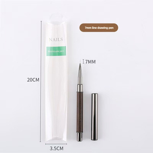 Ensemble de pinceaux à ongles en métal avec manche en bois, pinceaux à gel UV à tête ronde et plate, pinceaux de peinture, logo personnalisé, pinceaux pour manucure et nail art en salon - Product Image 3