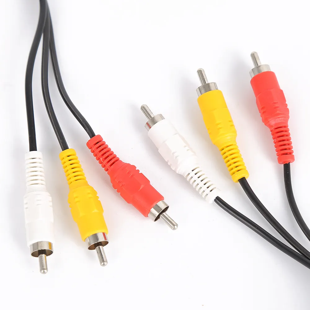 High grade 3rca male to 3rca male av composite audio video cable cord