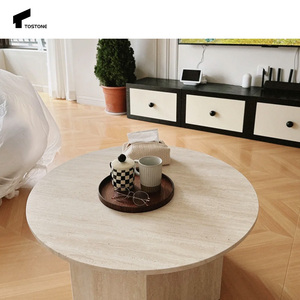 Tavolino da Caffè in Travertino Bianco Italiano Moderno Tostone, Ecologico <span class=keywords><strong>e</strong></span> Durevole per Arredamento Soggiorno <span class=keywords><strong>e</strong></span> Decorazione Casa - Product Image 4