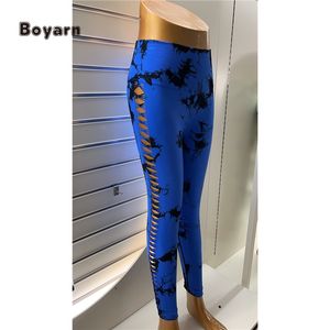 กางเกงเลกกิ้งกีฬา Boyarn สำหรับผู้หญิง ลายมัดย้อมแบบเต็มตัว ไร้ตะเข็บ ยืดได้สี่ทิศทาง กระชับหน้าท้อง เหมาะสำหรับโยคะ ออกกำลังกาย วิ่ง - Product Image 3