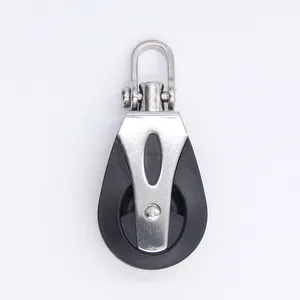 Stainless Steel Single Sheave Swivel Pulley Nylon Block With Shackle