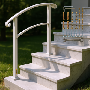 Kit de main courante en fer forgé Vevor Matte White 3 étapes pour extérieur, installation facile pour escaliers - Product Image 2