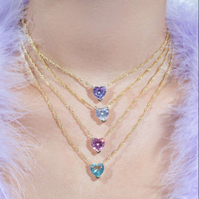 New Simple Design 18K Gold Plated Jewelry CZ Diamond Love Heart Pendant Necklace for Women