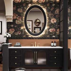 Nuevo Mueble de Baño con Lavabo Integrado de Cerámica Estilo Roble Francés, Espejo con Iluminación Inteligente - Product Image 3