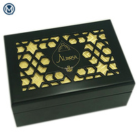 Nouveau logo personnalisé emballage de luxe boîte de parfum arabe creuse en bois noir