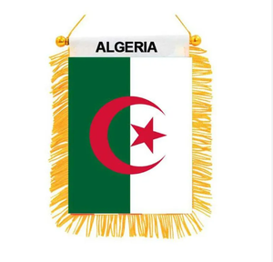 Drapeau du Sénégal à suspendre, mini drapeau de voiture pour la Coupe du Monde de Football, bannière pour rétroviseur avec ventouse, à franges dorées, double face, 10*15cm - Product Image 4