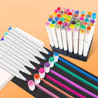 Marqueurs à alcool scintillants à double pointe (pinceau et biseau) permanents pour l'illustration, les étudiants, les adultes et la coloration