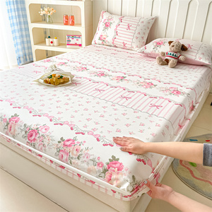 Drap housse personnalisé en gros d'usine 100% coton imprimé couvre-lit simple avec protège-matelas à haute conception de bande élastique - Product Image 1