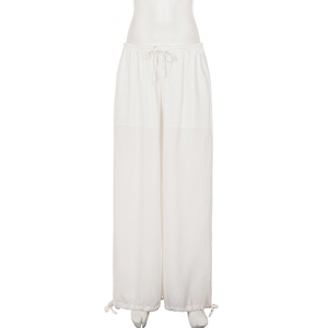 Street Casual Solid Color Drape Linen Tie Waist Loose Jogger Woven <b>Pants</b> Fashion Versatile Relaxed Home Lounge <b>Pants</b> - Product Image 6