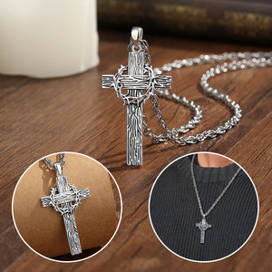 Merryshine Ciondolo Croce di Gesù con Corona di <span class=keywords><strong>Spine</strong></span> in Rame, Collana Religiosa Cristiana Cattolica per la Fede e la Protezione - Product Image 5
