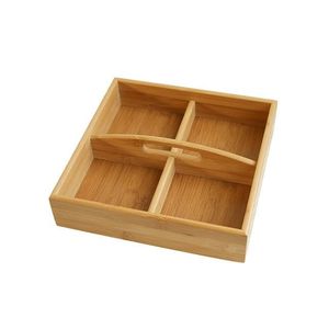 Plateau de rangement en bois à 4 compartiments rectangulaires avec poignée pour utilisation sur table - Product Image 5