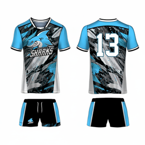 Vente en gros de vêtements de football de l'équipe de kit de rugby bleu blanc les plus vendus sur mesure avec des prix bon marché et des logos personnalisés - Product Image 1