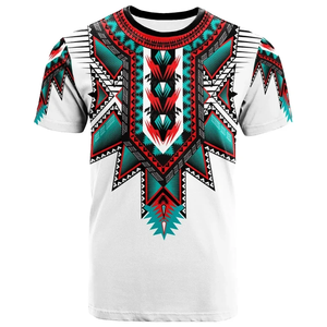 Ropa de hombre con estampado completo de plumas coloridas de cultura tribal india, camisetas personalizadas de manga corta al por mayor - Product Image 2