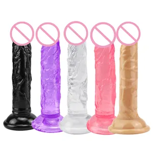 Pemasok Grosir Mainan Penis Plastik XXL Dildo Shop Dildo Cup Hisap Kristal Kontol Seks Besar untuk Wanita