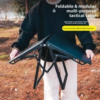 Table pliante tactique d'extérieur - Table d'appoint multifonctionnelle portable pour le camping et les pique-niques, en acier au carbone, mobilier d'extérieur décontracté