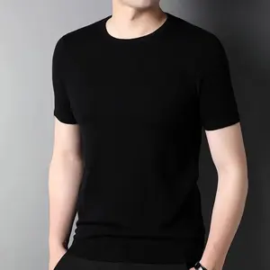 Высококачественная кашемировая Мужская футболка из 100% мериносовой шерсти с круглым вырезом и коротким рукавом