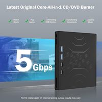 7-in-1 Externe DVD-brander USB 3.0 & Type-C Draagbare CD/DVD-drive 24x CD 8x DVD-brander voor Laptop Desktop PC Mac Windows Linux
