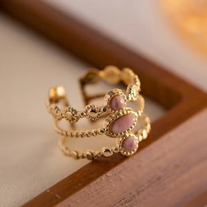 फ्रेंच विंटेज आभूषण अँगूठी प्राकृतिक ख़ाना समायोज्य अंगूठी स्टेनलेस स्टील प्रकाश लक्जरी गैर-लुप्त होती खुला अंगूठी - Product Image 5