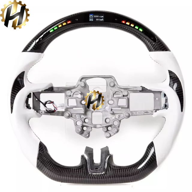 Fancy Design LED Shift Light Racing Real Carbon Fiber Sports Steering Wheel HZ for Mustang GT 2018-2021