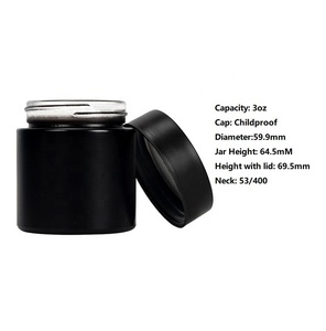 Custom Child Proof Glass Jars 3.5 8th CR Glass Branco Black Jar Smell Proof 3oz Jarra de vidro resistente a crianças