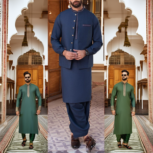 Fashionista International 2026 Nouveau Costume Shalwar Kameez pour Homme en Coton Réversible de Haute Qualité, Imprimé Numérique, Ethnique, Décontracté, Indien - Product Image 2