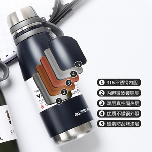 Bouteille isotherme en acier inoxydable 650 ml, bouteille d'eau sportive entièrement en acier, thermos portable pour l'extérieur - Product Image 4