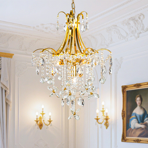 โคมระย้าแก้วคริสตัลสีทองที่ทันสมัยหรูหราสำหรับห้องนั่งเล่นในร่มโคมไฟระย้าสำหรับโรงแรมห้องนอนโคมไฟระย้า - Product Image 4