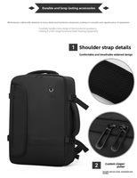 Sac à dos d'ordinateur portable de voyage imperméable à grande capacité personnalisable en stock, extensible, simple, unisexe, pour affaires