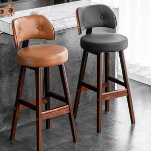 Prix bon marché d'usine de luxe Salle à manger Mobilier de restaurant Avec dossier <span class=keywords><strong>bas</strong></span> <span class=keywords><strong>Tabouret</strong></span> de bar extérieur <span class=keywords><strong>en</strong></span> cuir haut <span class=keywords><strong>en</strong></span> <span class=keywords><strong>bois</strong></span> - Product Image 4