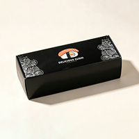 Boîte à sushi multi-tailles en matériaux recyclés fabriquée en usine avec couvercle rabattable intégré, fermeture magnétique, pelliculage mat et logo personnalisé pour
