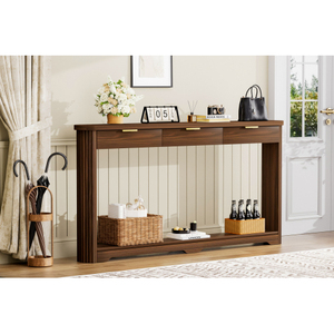 70.1" Modern MDF <b>Console</b> <b>Table</b> with <b>Storage</b> Drawers Slim Wavy-Patterned Design for Living Room & Hallway - Product Image 6