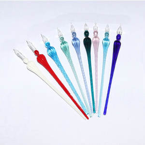 Stylo <span class=keywords><strong>de</strong></span> trempage en verre fait à la main, assortiment <span class=keywords><strong>de</strong></span> 5 couleurs, joli cadeau transparent, en verre Borosilicate, Vintage - Product Image 3