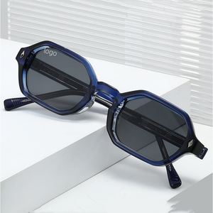 Occhiali da sole alla moda con montatura poligonale quadrata in PC+CP di alta qualità, lenti arancioni e rosse, occhiali da sole rotondi per esterni - Product Image 1