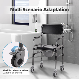 Tecforcare Chaise <span class=keywords><strong>de</strong></span> toilette avec roulettes pour personnes âgées handicapées Chaise <span class=keywords><strong>de</strong></span> douche pliable avec commode - Product Image 5
