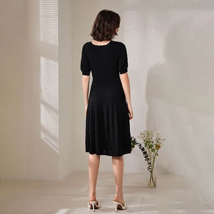 Haute qualité femmes élégant pull décontracté robe respirant tricots genou longueur à manches courtes robe d'été - Product Image 4