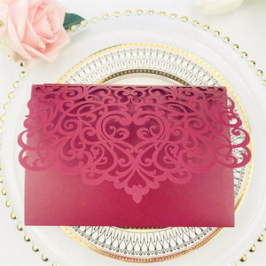 Nouveauté Cartes de mariage en feuille d'or rouge Invitations de luxe 3D <span class=keywords><strong>Pop</strong></span>-up Douche nuptiale Invitations de mariage Convites De Casamento - Product Image 6