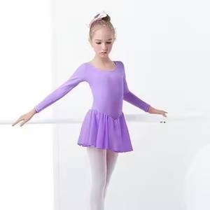 Robes de ballet pour filles, justaucorps à jupe, manches longues, vêtements de scène, vente en gros - Product Image 2