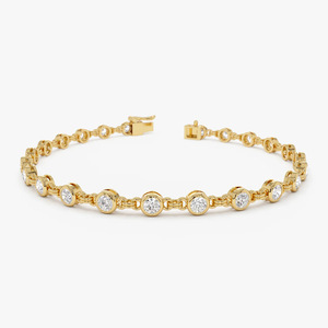 manufacturer Wholesale 14k <b>Gold</b> Filled Bezel <b>Set</b> Round Cut VVS GRA Moissanite Jewelry interlocking clasp bubble <b>bangle</b> bracelet - Product Image 1