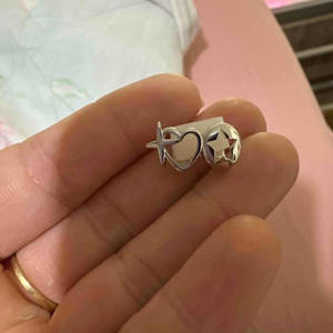 Accessoires de performance en cuivre véritable, style hip-hop, double cœur évidé, motif étoile et dents, pour Halloween, tendance et naturel - Product Image 6