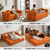 Sofá Cama Modular de Dos Plazas Convertible, Cuadrado, Espuma de Alta Densidad 60D, Moderno, 4 Opciones de Tamaño, para Sala de Estar, Apartamento, Hotel