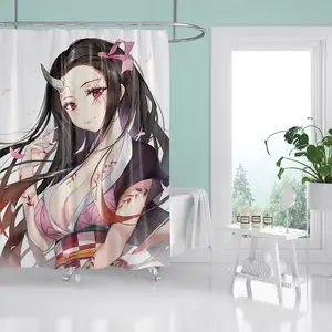Anime Grote Borsten Grote Kont Meisje Nude Print Douchegordijn Badkamer Levert Hoogwaardige Waterdichte Badkamerdecoratie Met Haak