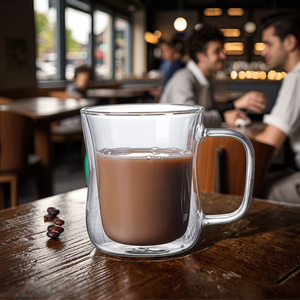 Tại Gói Cao Borosilicate Hai Lớp Ly Trà Thủy Tinh Với Tay Cầm Trong Suốt Có Thơm Trà/Sữa/Cà Phê Uống <span class=keywords><strong>Cup</strong></span> Cho Các Bên - Product Image 4