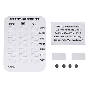 Tablero de registro de alimentación de mascotas, tarjeta de recordatorio de alimentación para perros, tablero de plástico ABS magnético de pared con temporizador para alimentación - Product Image 4