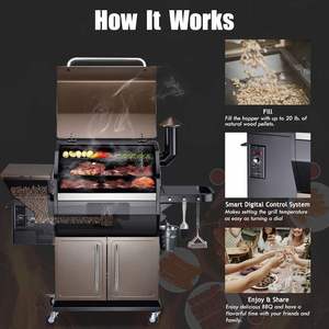 Modern Outdoor Portable Party Stainless Steel <b>BBQ</b> Smokers <b>Large</b> Wood Pellet Grill Chrome Plated Finish Touch Control Flame - Product Image 2