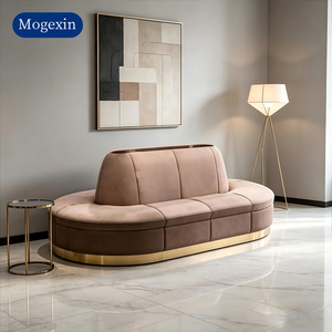 Modern Luxury Curved <b>Sofa</b>, Italian Style Upholstered Velvet <b>Sofa</b> with Gold Metal Base for Living Room - Product Image 3