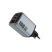 Chargeur mural USB C GaN 100W Justlink, 2 ports Type C, 1 port USB A, charge rapide PD QC, prise EU pour ordinateur portable, MacBook, téléphone