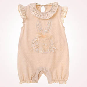 Ventes chaudes en Europe, barboteuse pour bébé fille, tricotée, imprimée, col rond, sans manches, 100% coton, respirante - Product Image 6