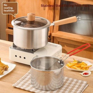 Durable Stainless Steel Multi‑function Cooking <b>Pot</b> With Frying Basket <b>For</b> Deep Fry Boil Simmer Baby Complementary Food And Soups - Product Image 2